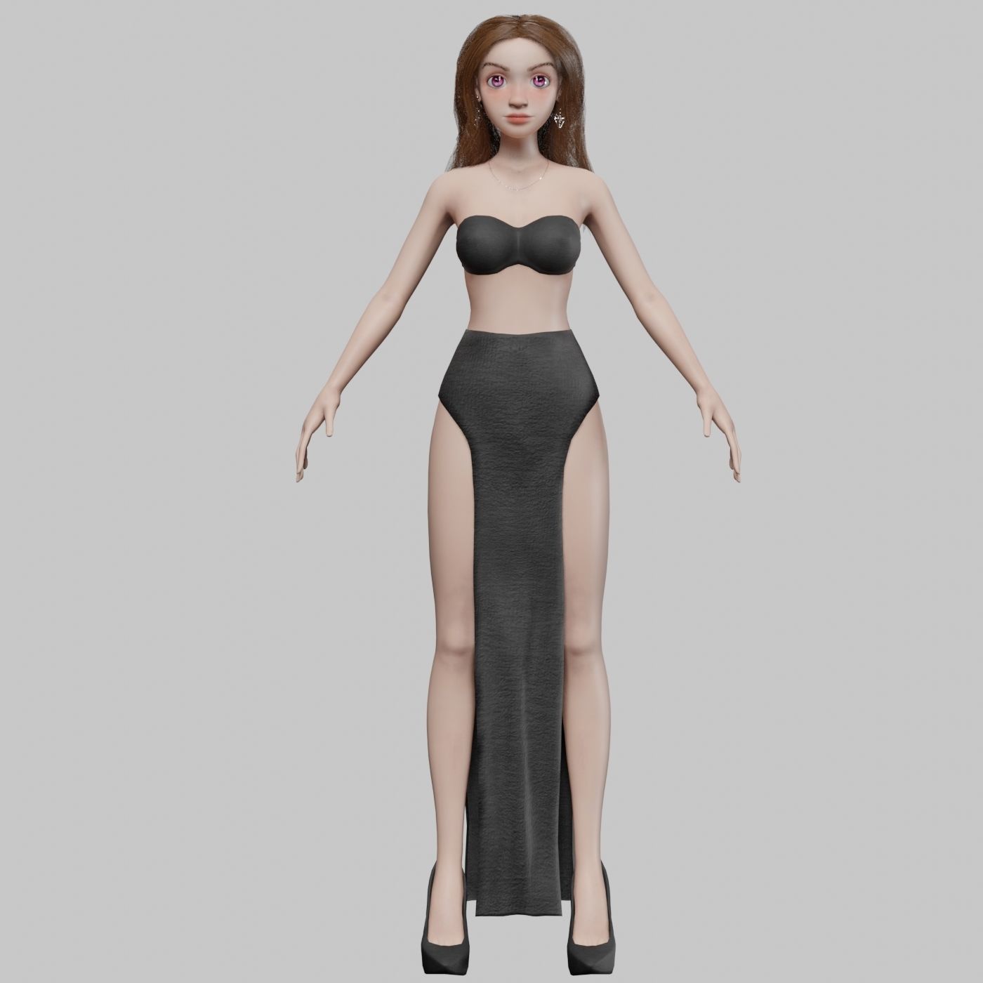 cartoon pretty girl V32248  Low-poly 3D model_9