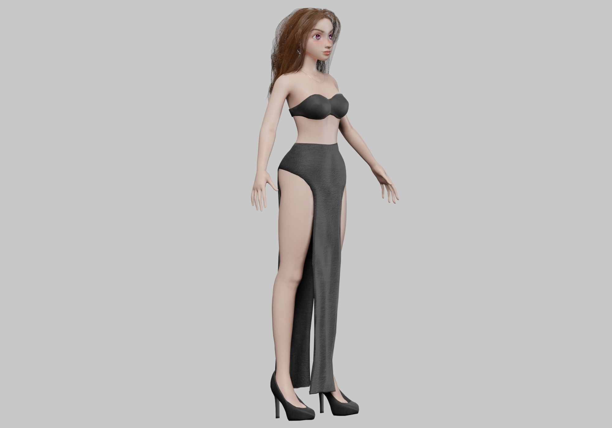 cartoon pretty girl V32248  Low-poly 3D model_3