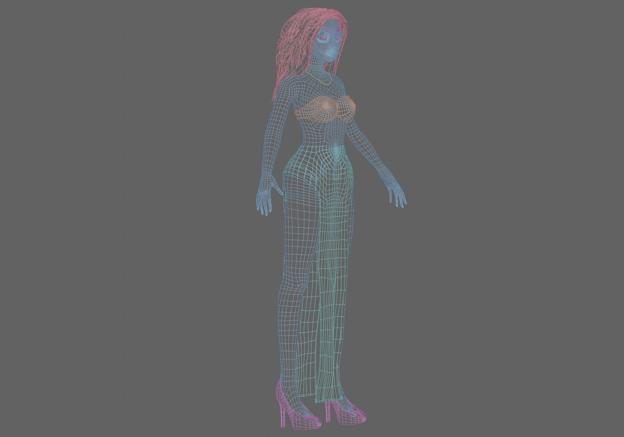 cartoon pretty girl V32248  Low-poly 3D model_11