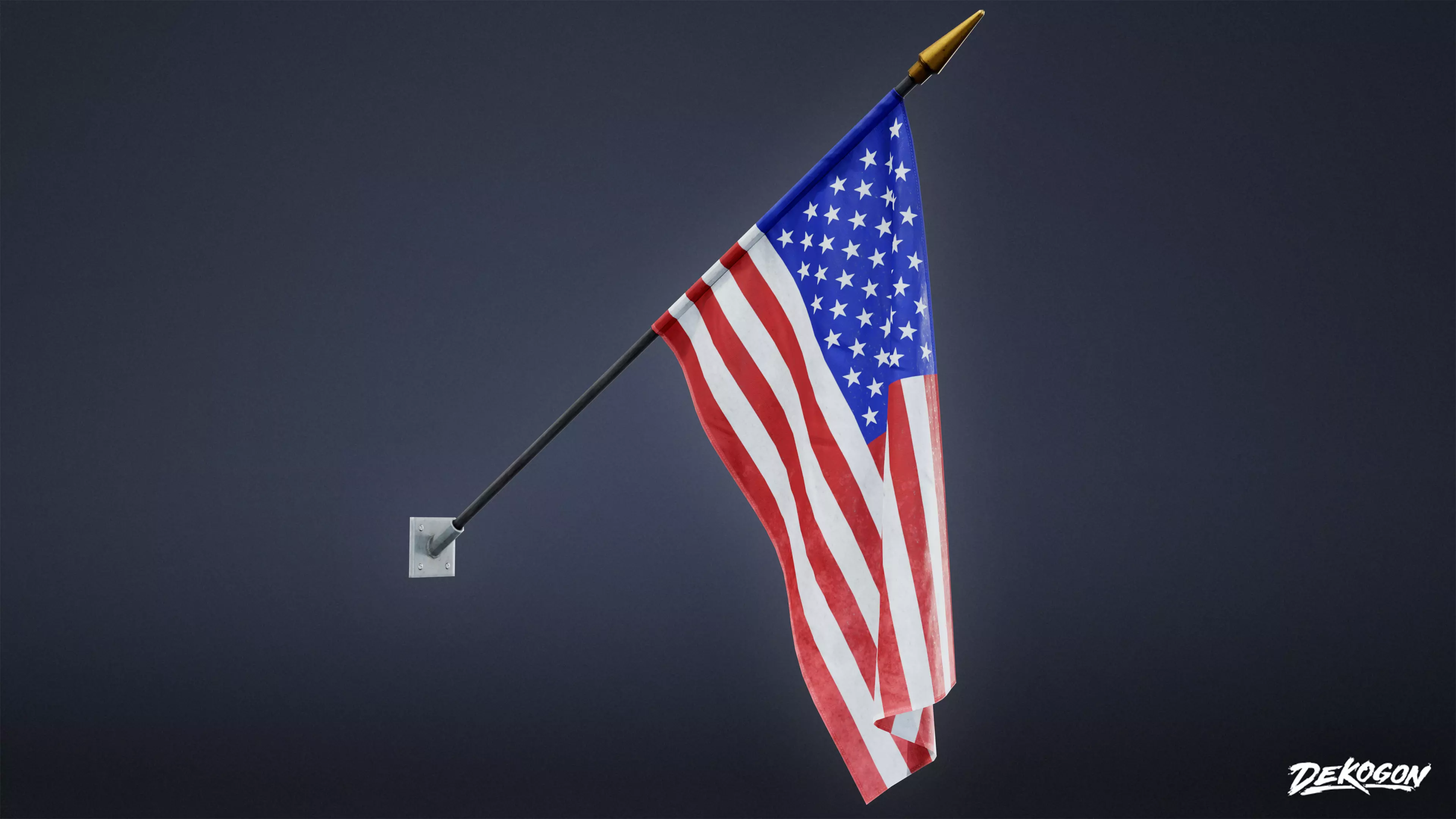 HIGH SCHOOL CLASSROOM - Wall Mounted Flag 01 - LOW POLY Low-poly 3D model