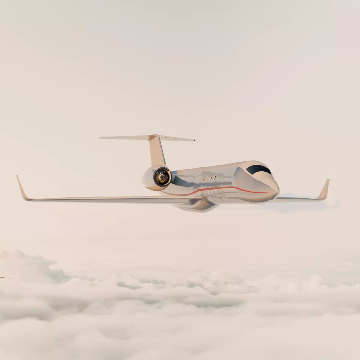 Gulfstream G450 Private Jet Low-poly 3D model
