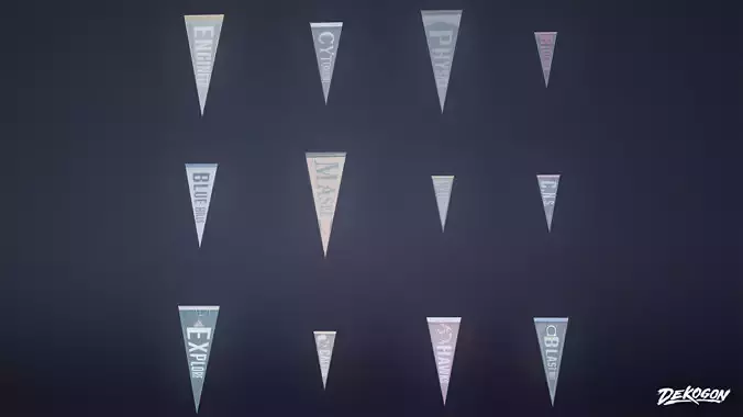 HIGH SCHOOL CLASSROOM - Wall Triangle Banners 01 - LOW POLY