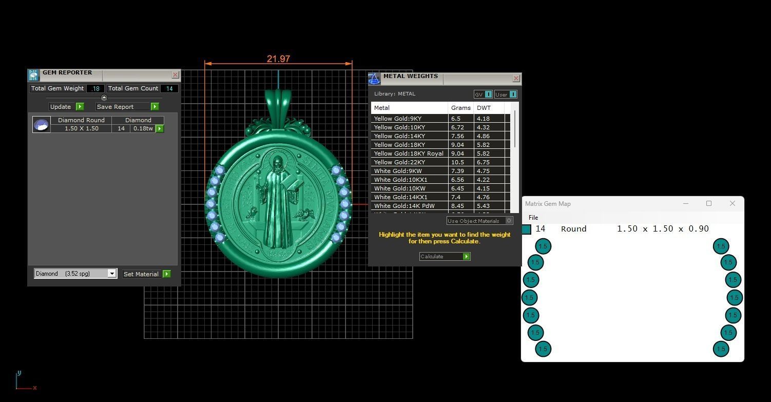 Saint Benedict Medal diamond pendant 3D print model 3D print model_8