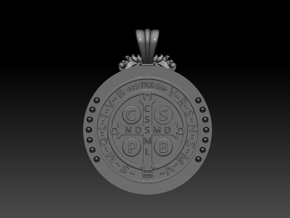 Saint Benedict Medal diamond pendant 3D print model 3D print model_2