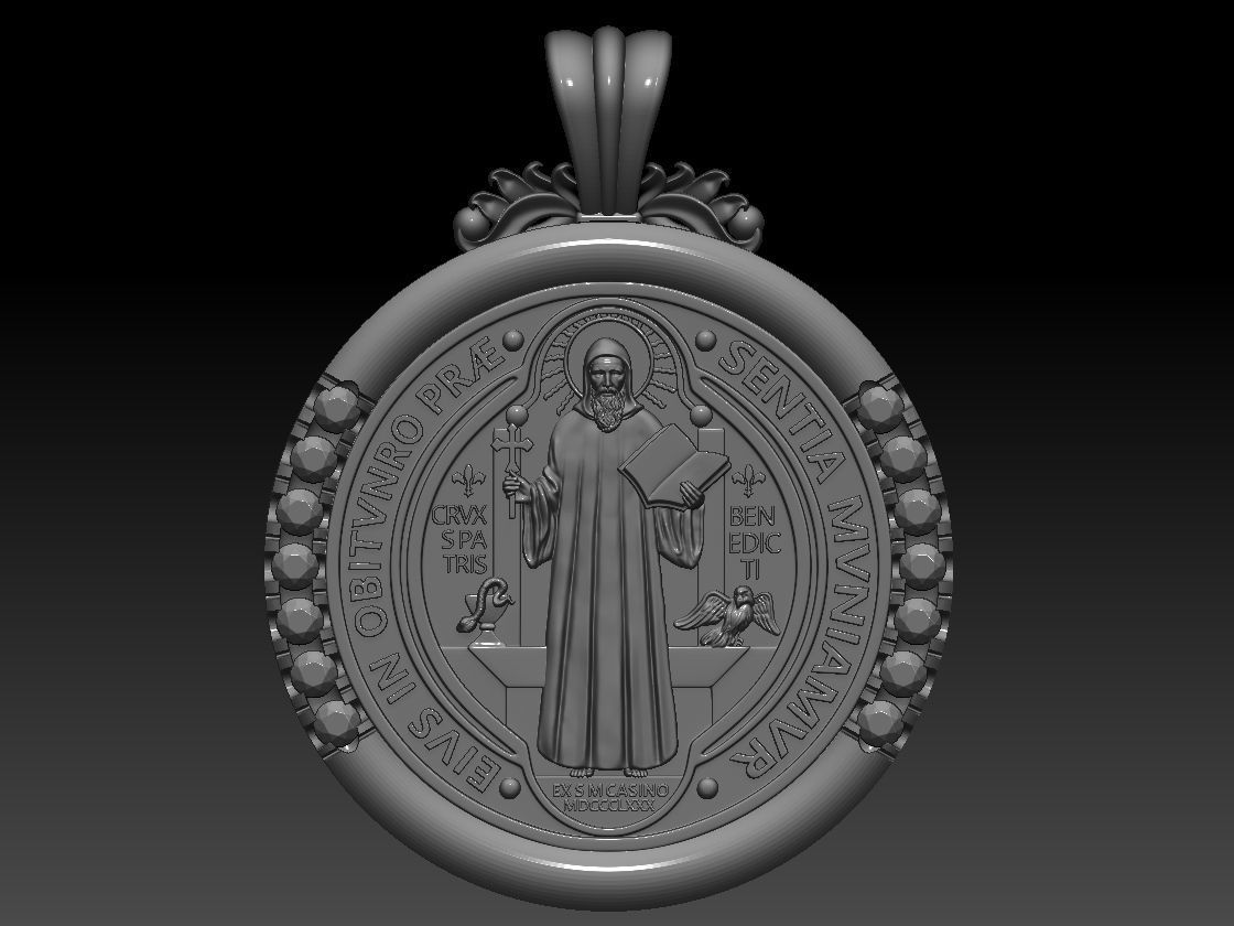 Saint Benedict Medal diamond pendant 3D print model 3D print model_1