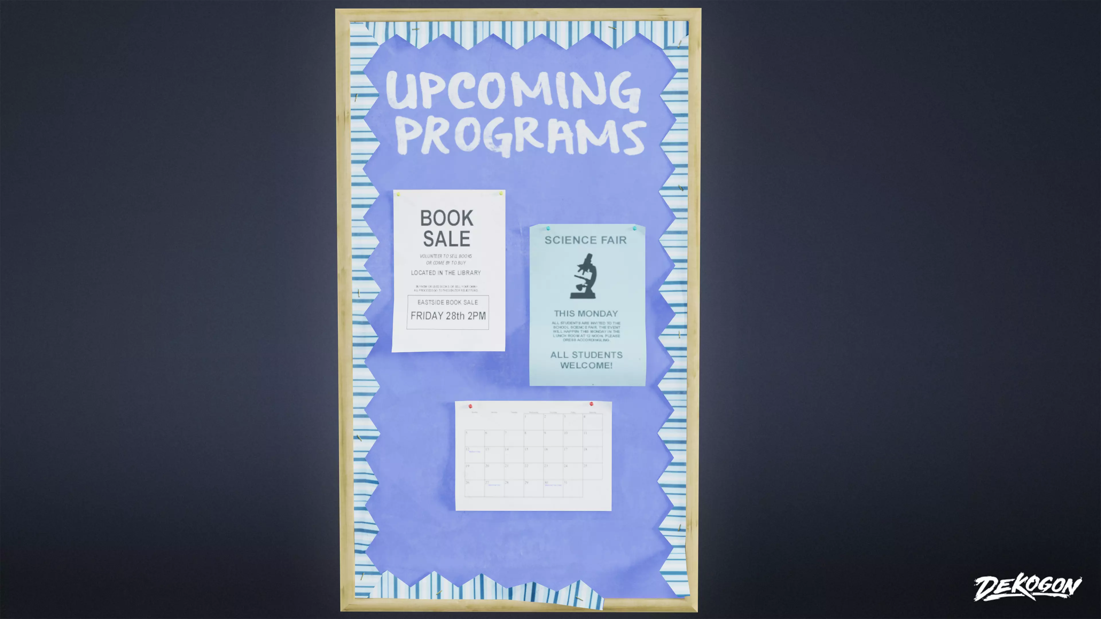 HIGH SCHOOL CLASSROOM - Wall Poster 02 - LOW POLY Low-poly 3D model