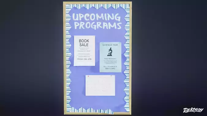 HIGH SCHOOL CLASSROOM - Wall Poster 02 - LOW POLY