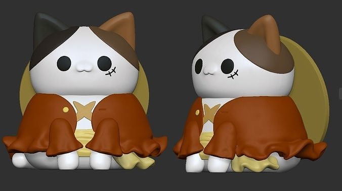 Luffy The Pirate Cat detailed GACHA 3D print model Free 3D print model