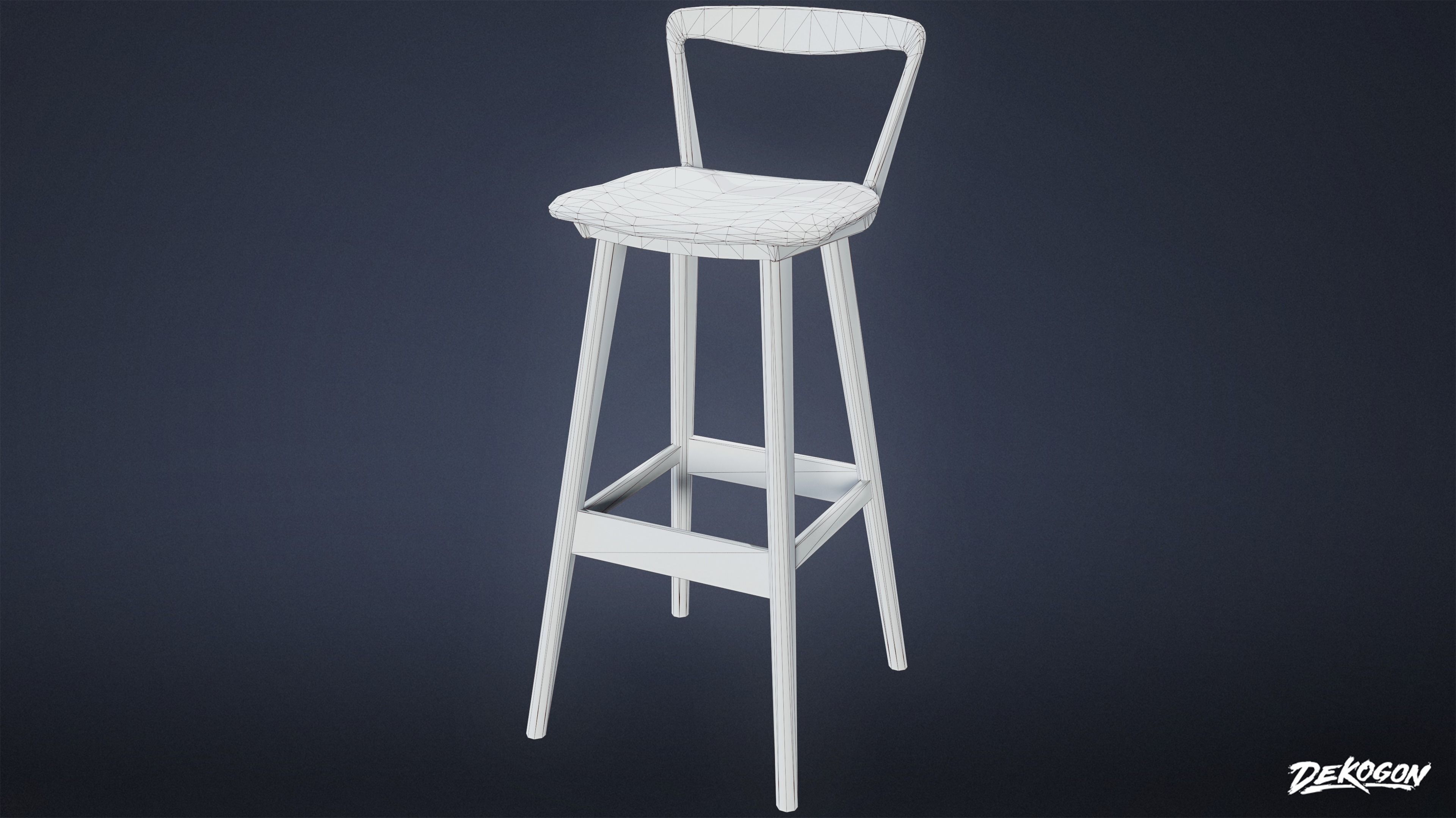 MIDCENTURY - Barstool 01 - LOW POLY Low-poly 3D model_9