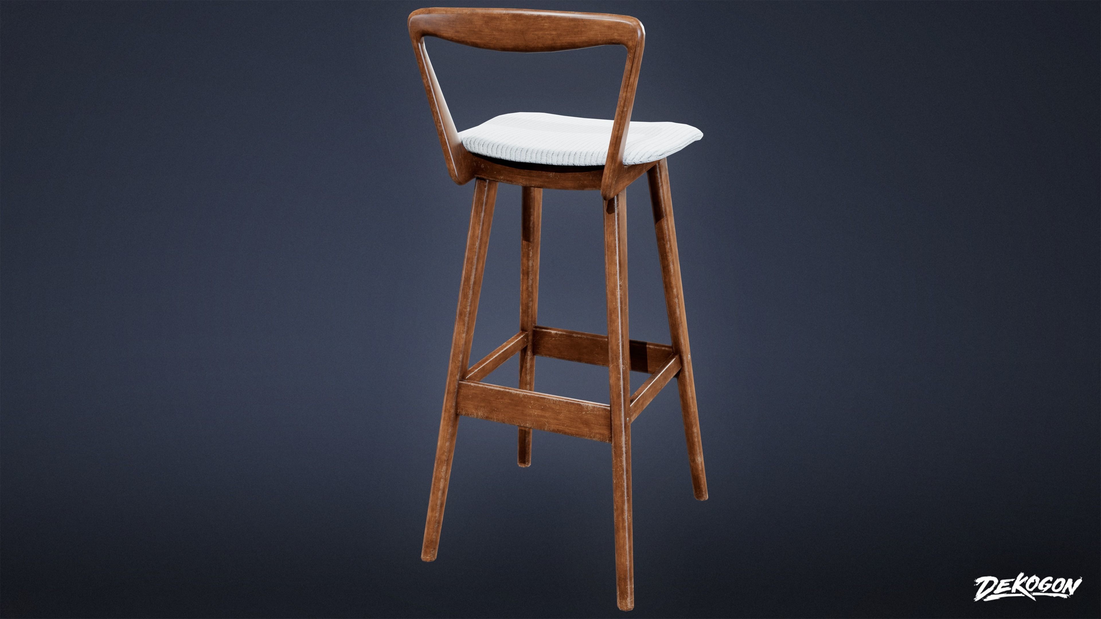 MIDCENTURY - Barstool 01 - LOW POLY Low-poly 3D model_6