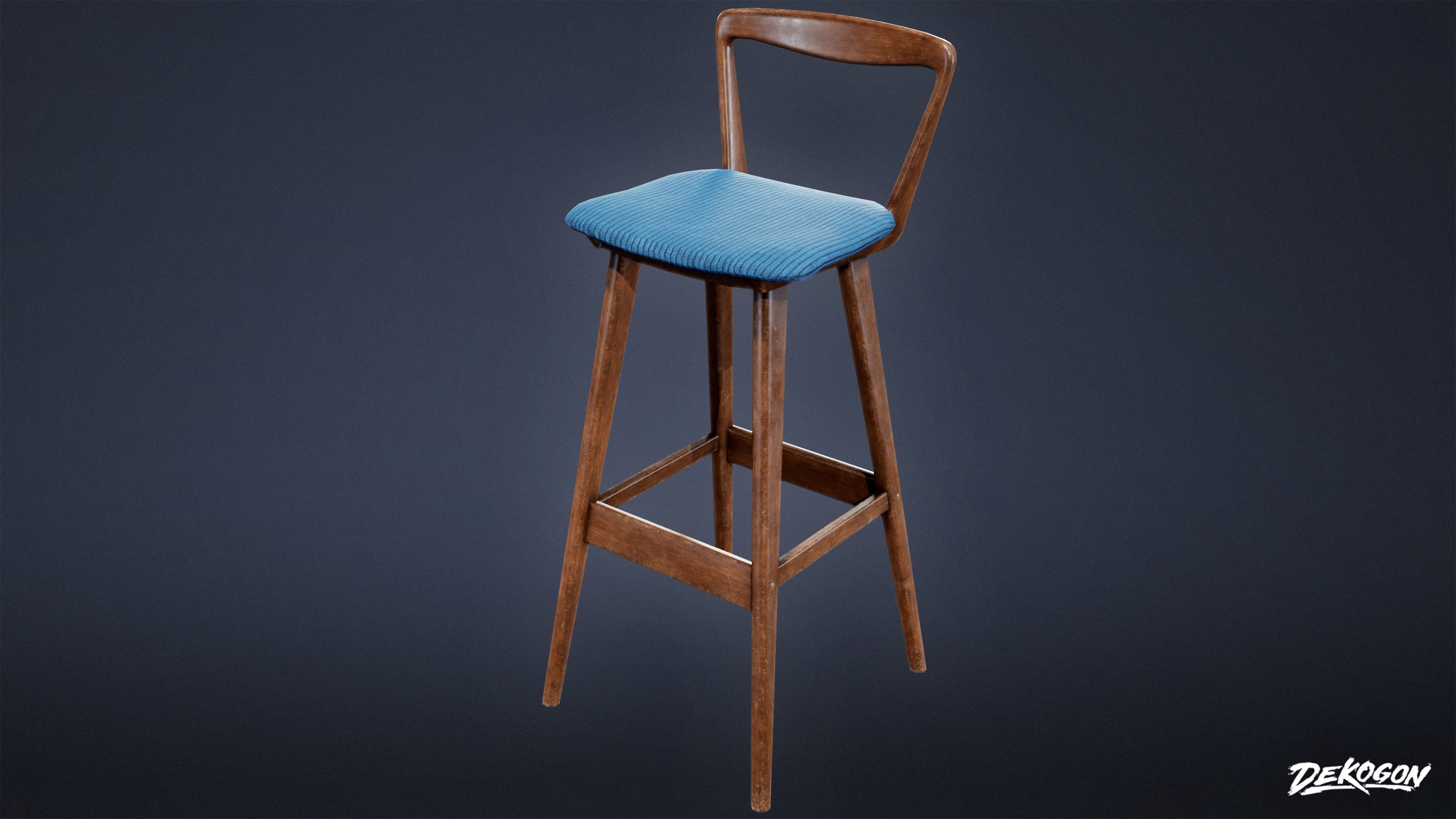 MIDCENTURY - Barstool 01 - LOW POLY Low-poly 3D model_4