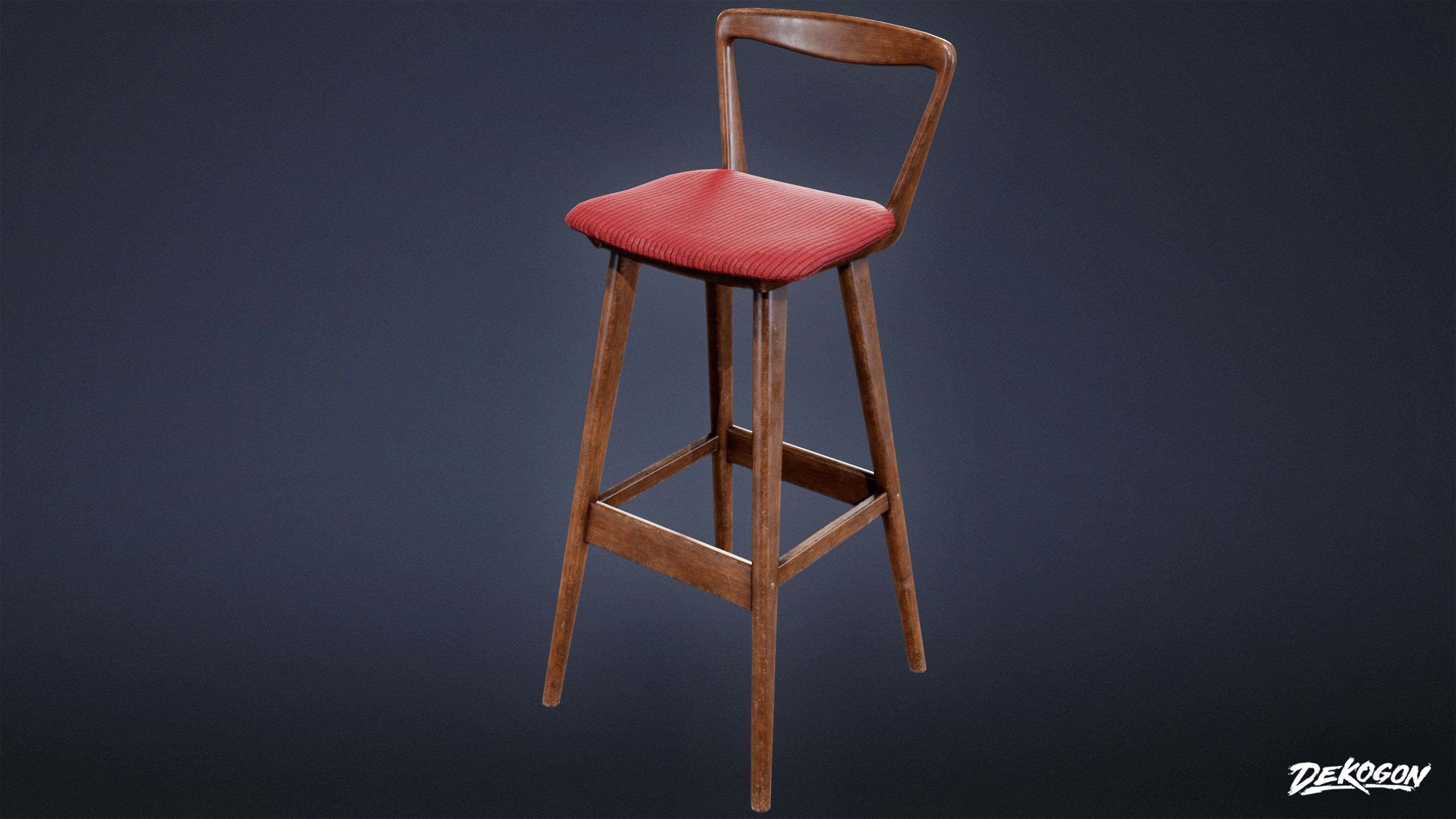 MIDCENTURY - Barstool 01 - LOW POLY Low-poly 3D model_1
