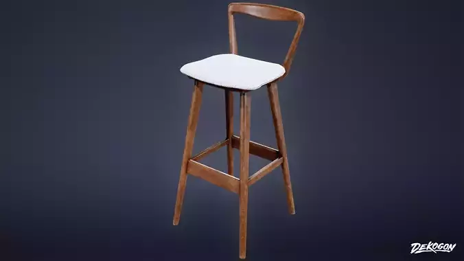 MIDCENTURY - Barstool 01 - LOW POLY Low-poly 3D model
