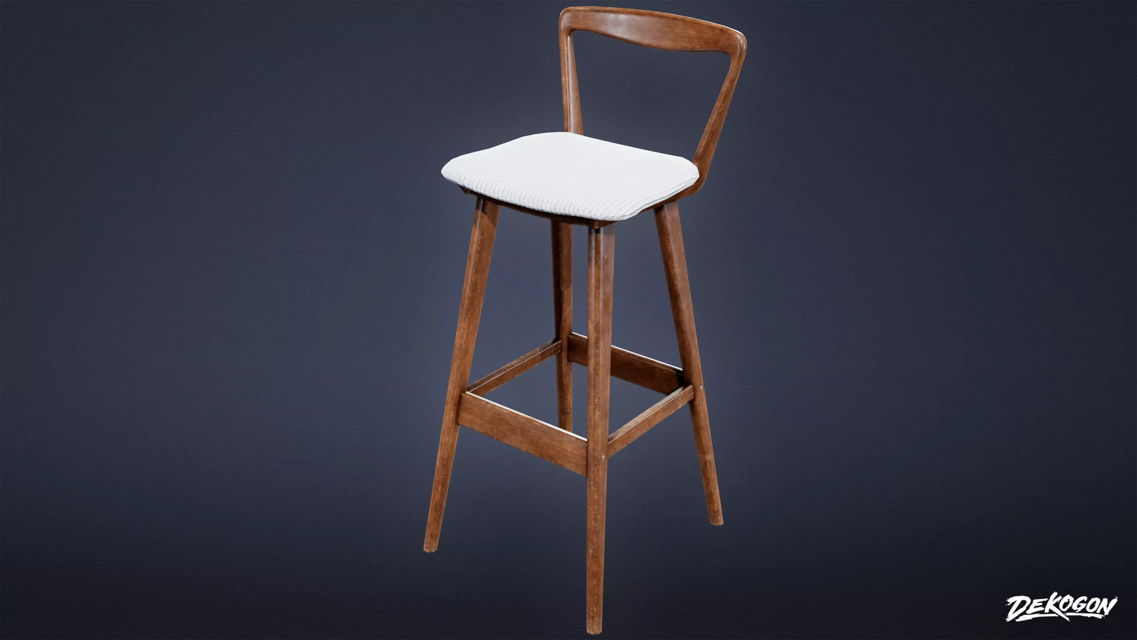 MIDCENTURY - Barstool 01 - LOW POLY Low-poly 3D model_0