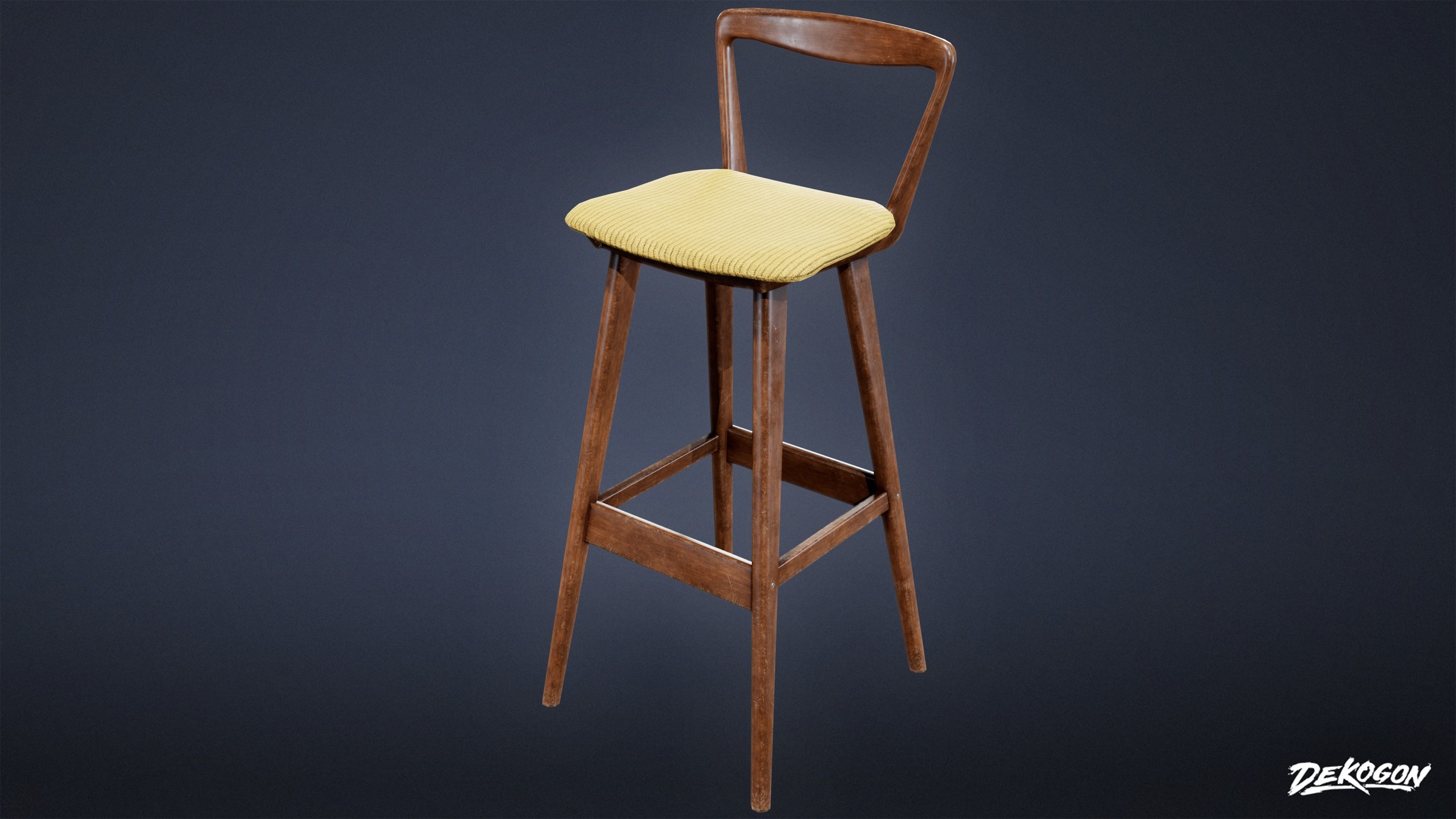 MIDCENTURY - Barstool 01 - LOW POLY Low-poly 3D model_2