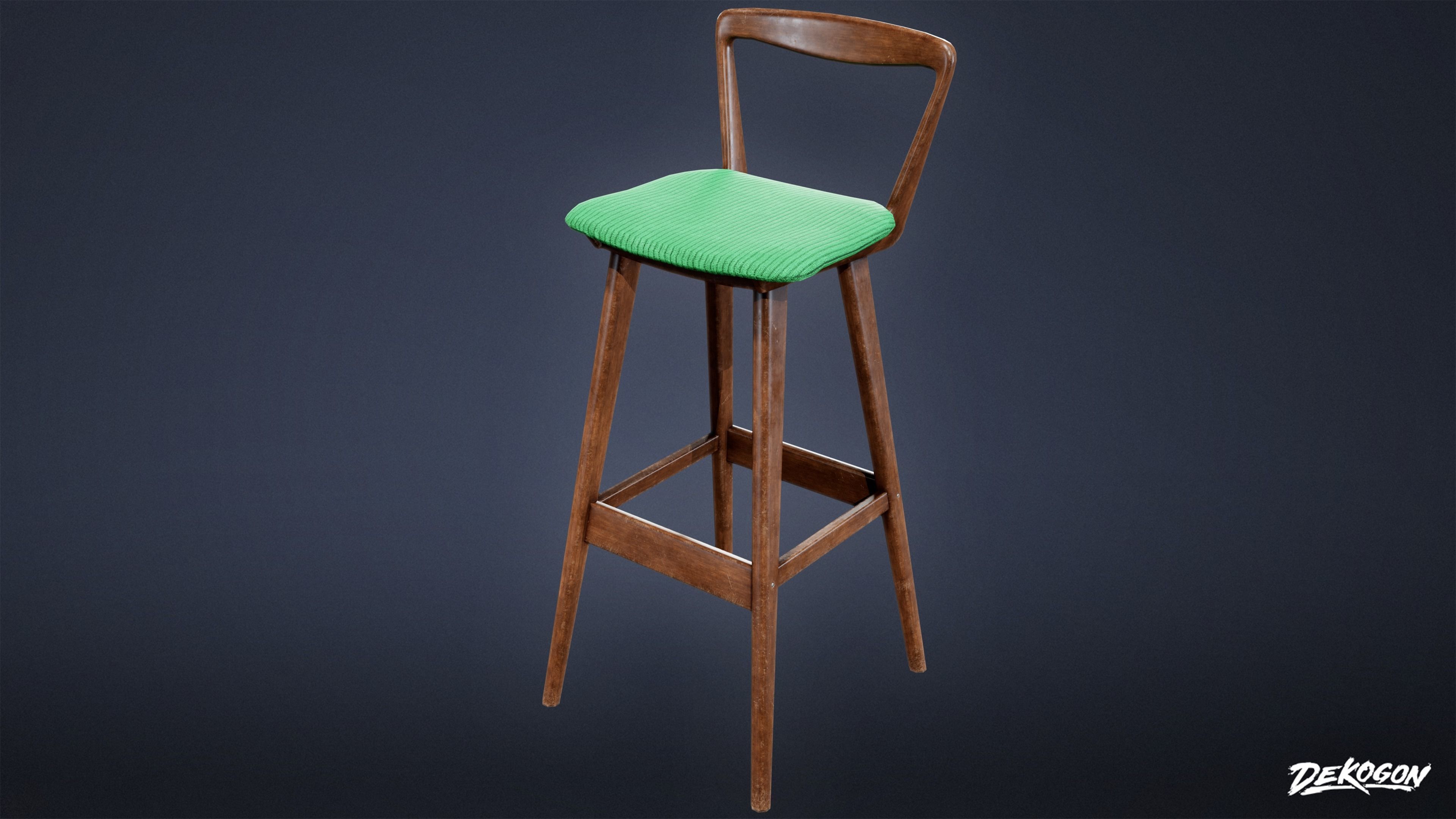 MIDCENTURY - Barstool 01 - LOW POLY Low-poly 3D model_3