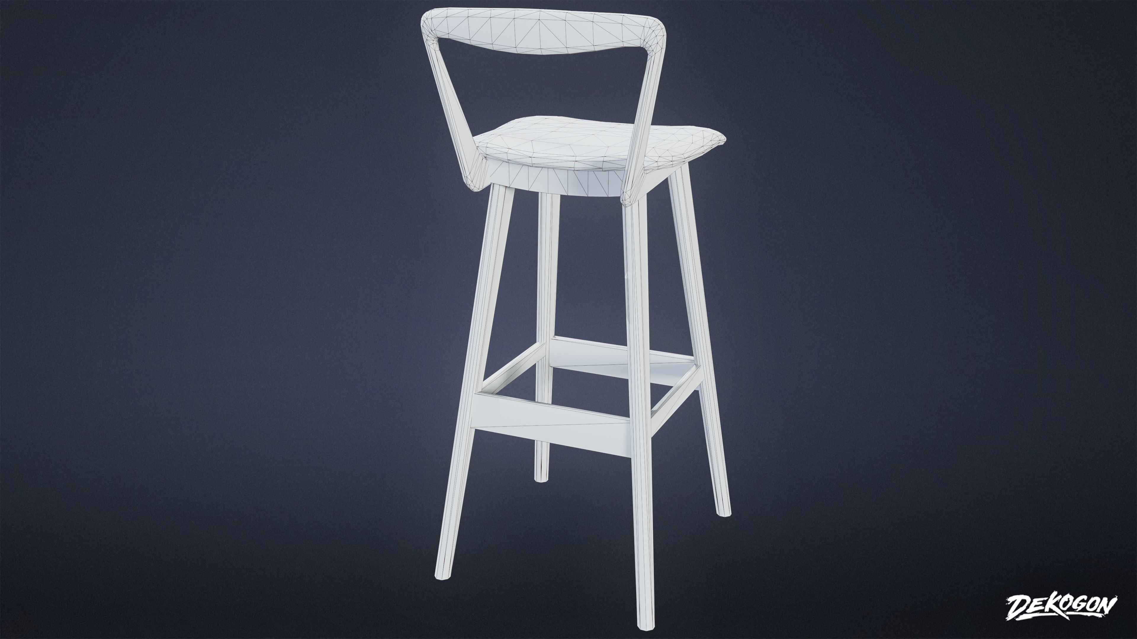 MIDCENTURY - Barstool 01 - LOW POLY Low-poly 3D model_7