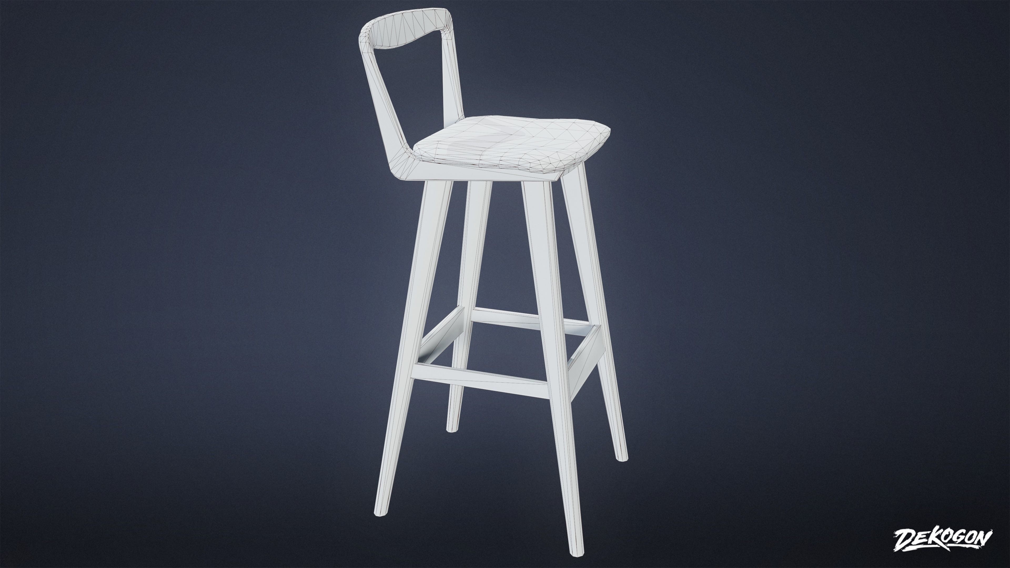 MIDCENTURY - Barstool 01 - LOW POLY Low-poly 3D model_8