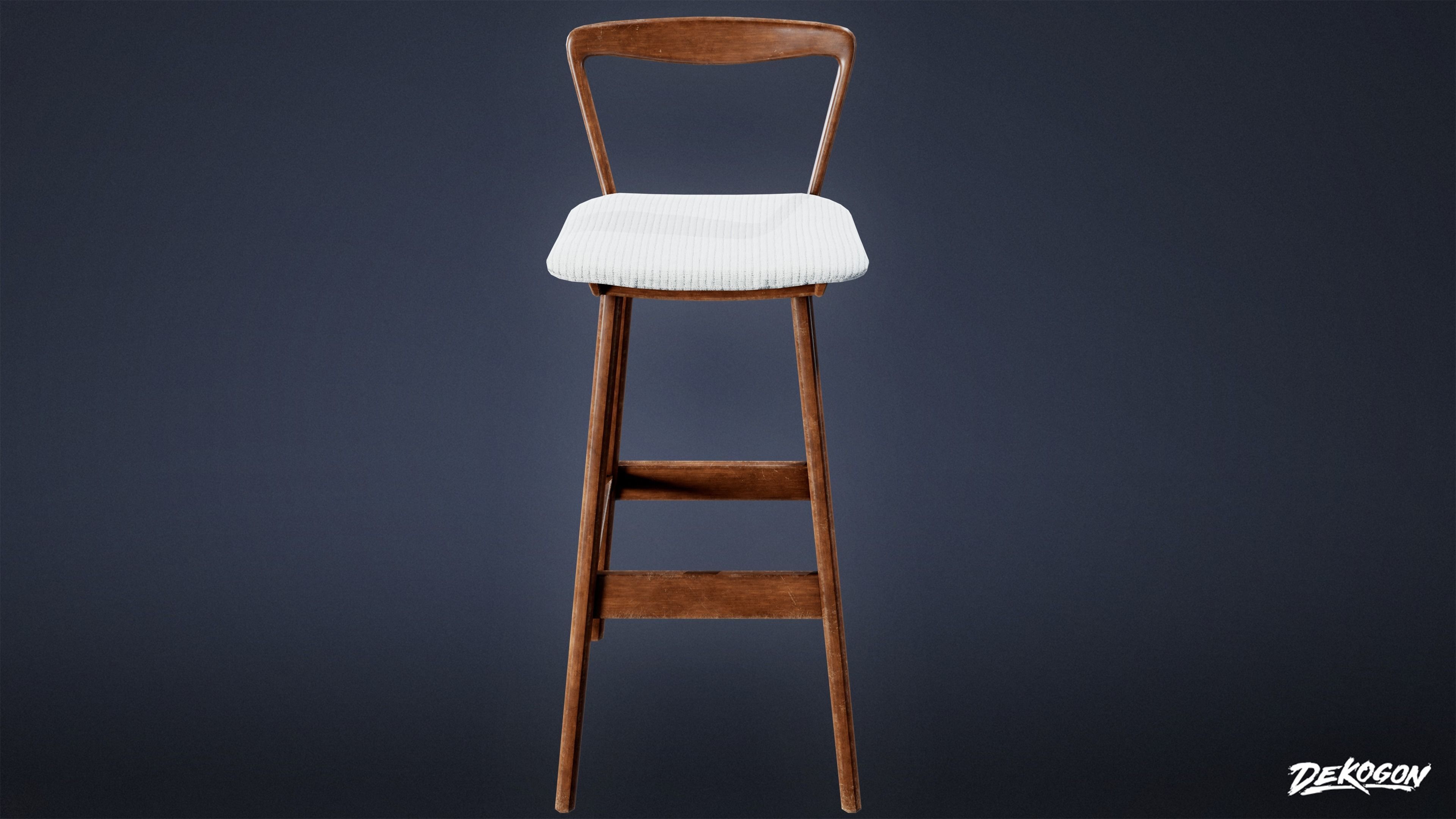 MIDCENTURY - Barstool 01 - LOW POLY Low-poly 3D model_5