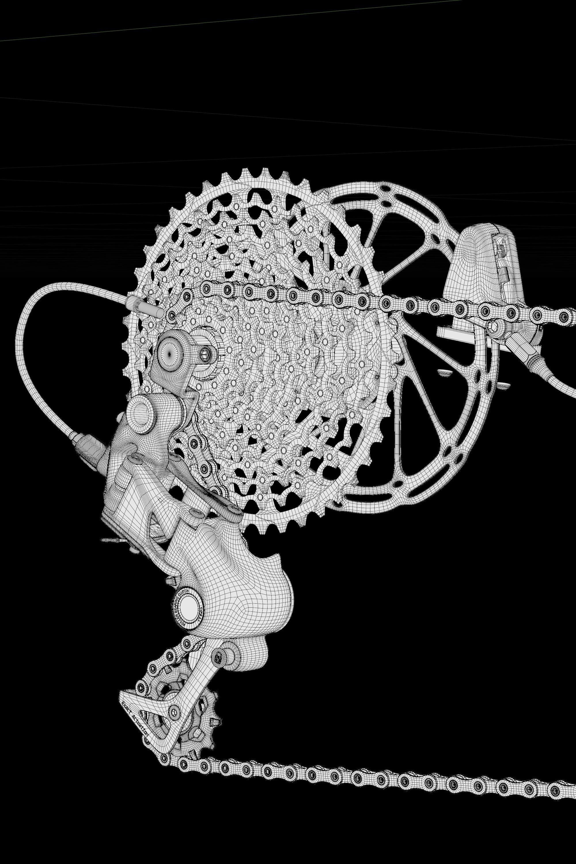 Sram Rival Groupset and Shimano XTR pedals 3D model_4