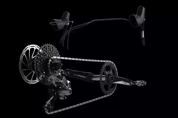 Sram Rival Groupset and Shimano XTR pedals 3D model