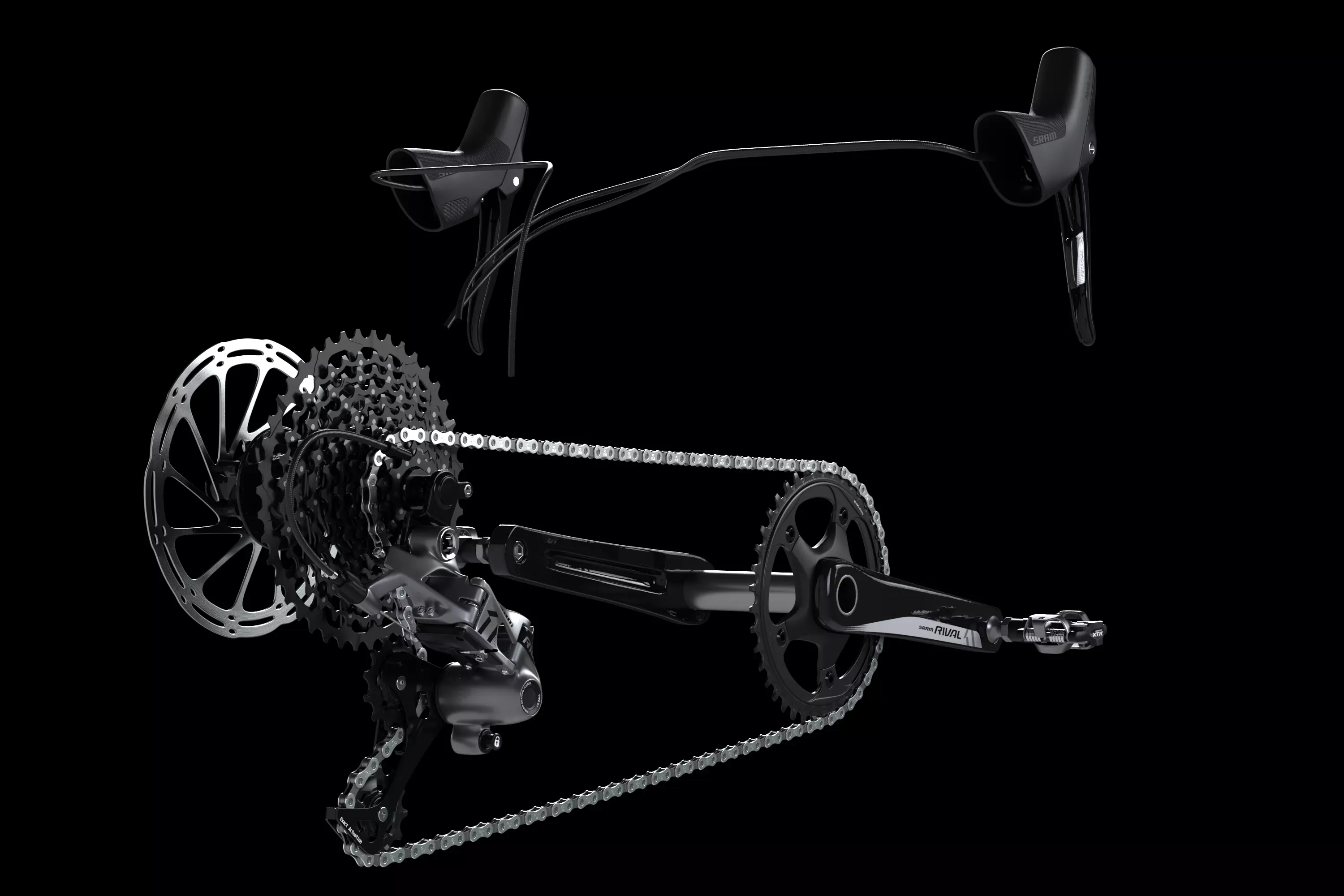 Sram Rival Groupset and Shimano XTR pedals 3D model_0