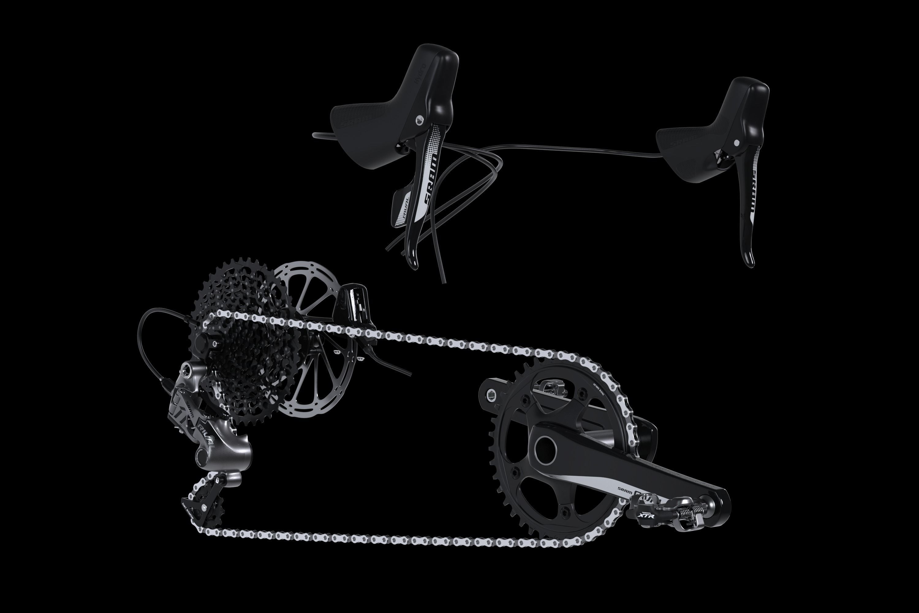 Sram Rival Groupset and Shimano XTR pedals 3D model_7