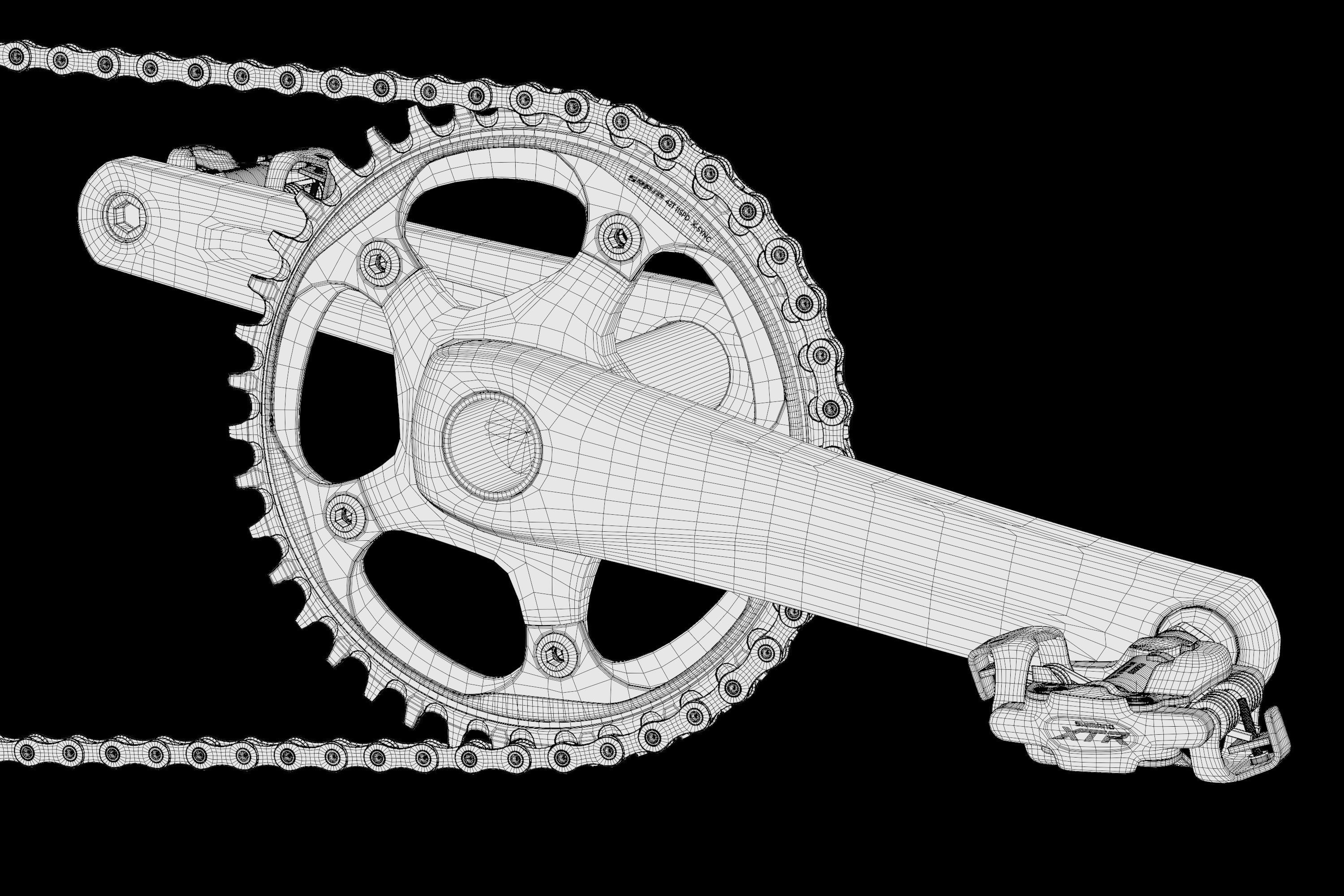 Sram Rival Groupset and Shimano XTR pedals 3D model_6