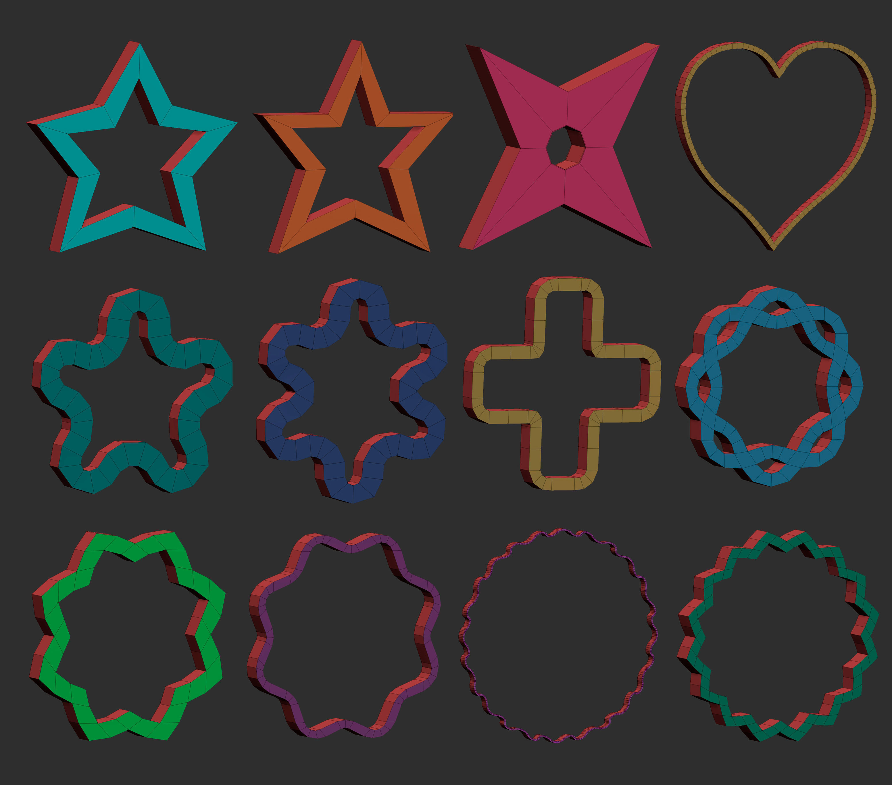 100 low poly primitive geometric base mesh shapes imm Zbrush set free ...