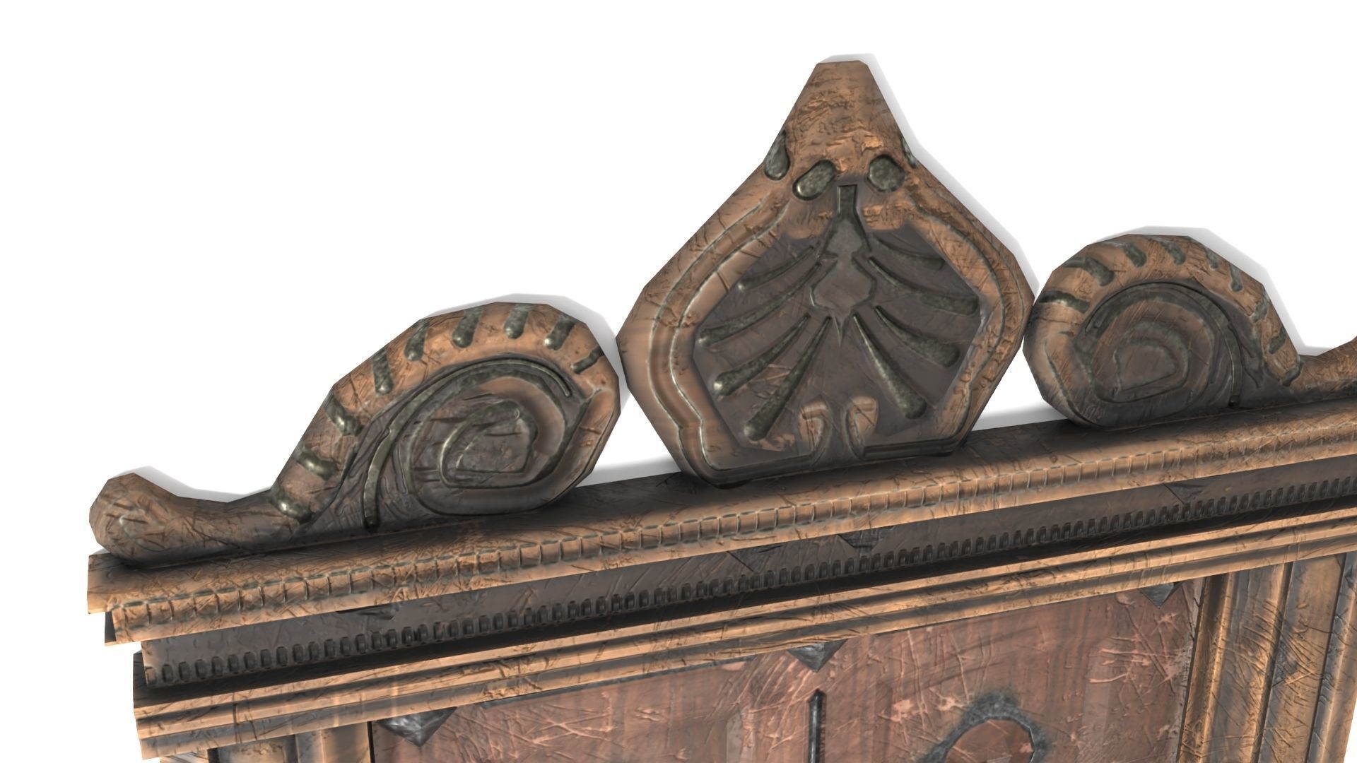 Low Poly Ornate Door and Frame Low-poly 3D model_3
