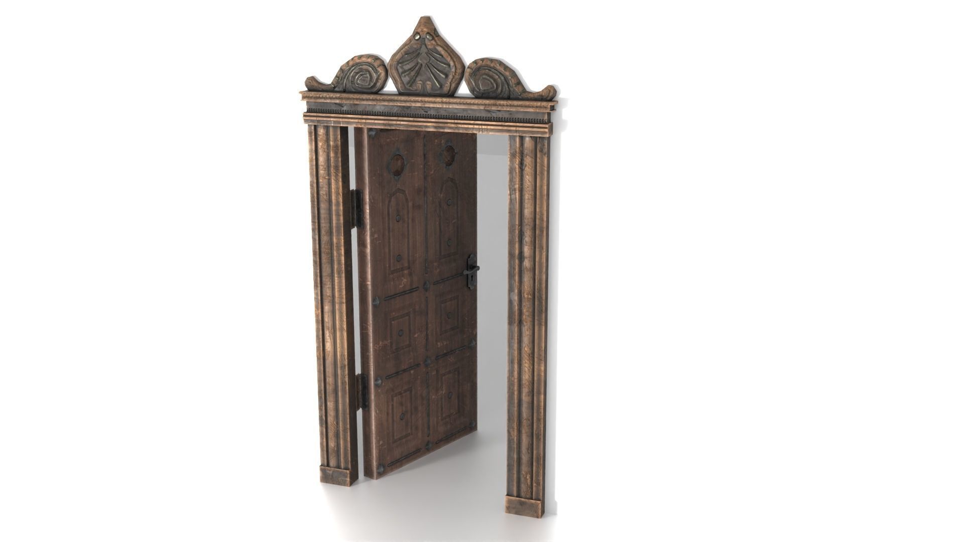 Low Poly Ornate Door and Frame Low-poly 3D model_4
