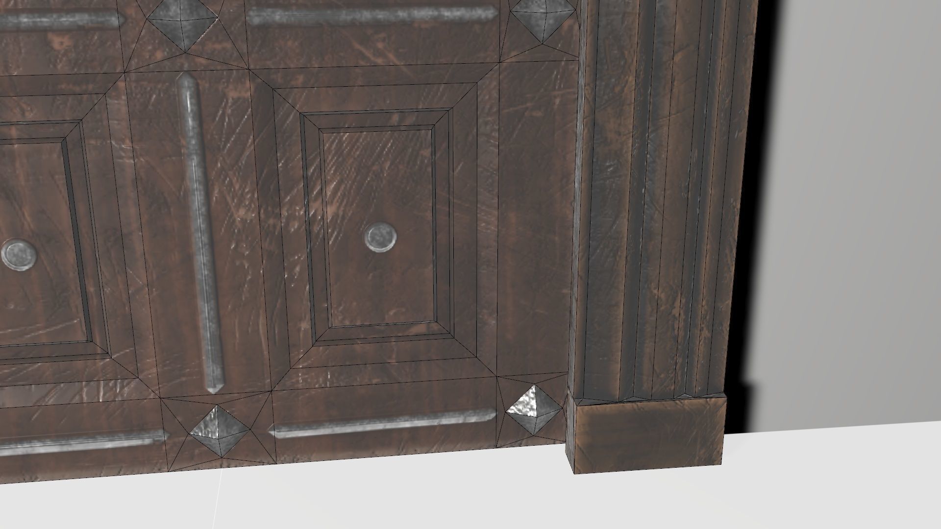 Low Poly Ornate Door and Frame Low-poly 3D model_9