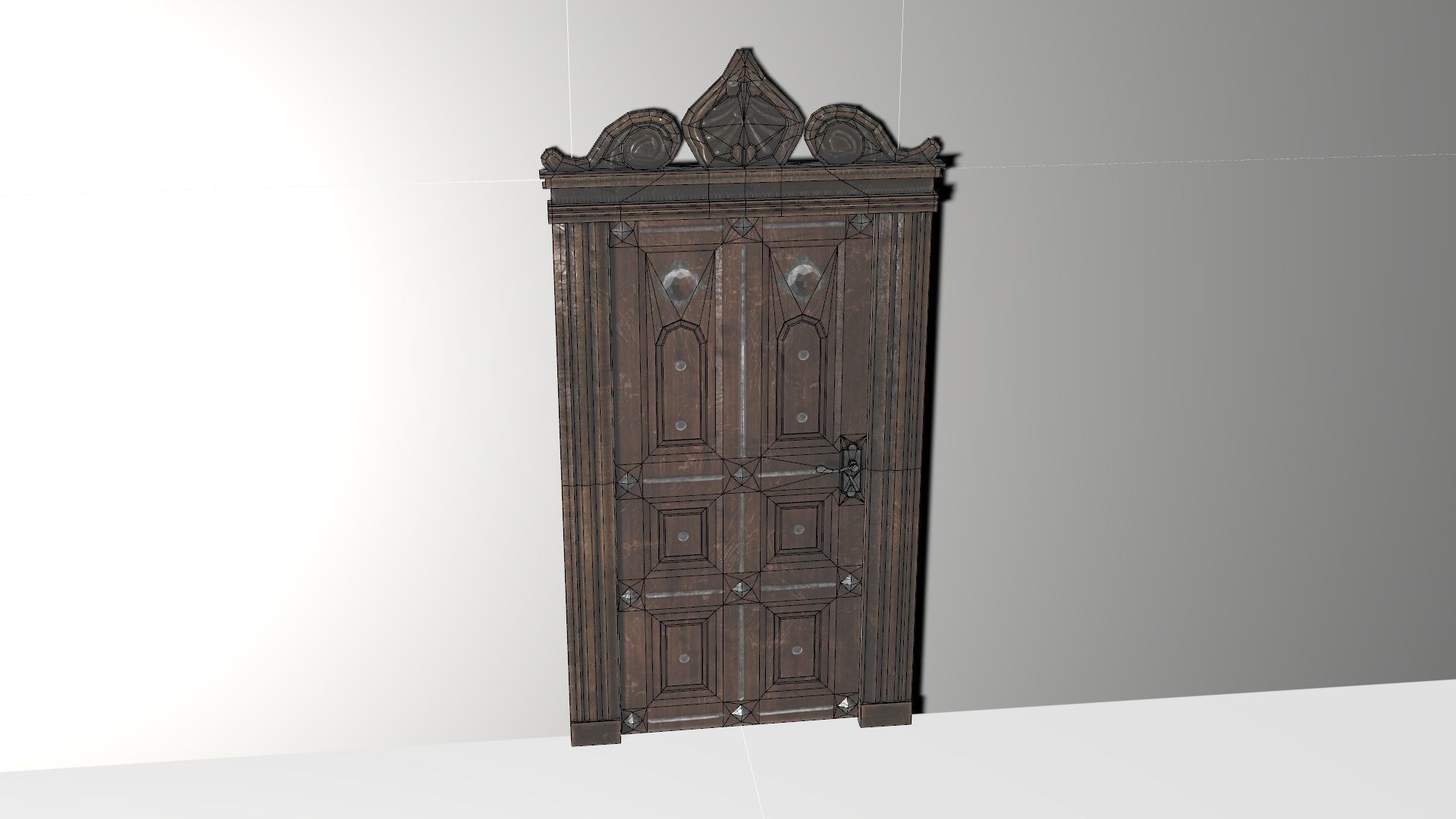 Low Poly Ornate Door and Frame Low-poly 3D model_6