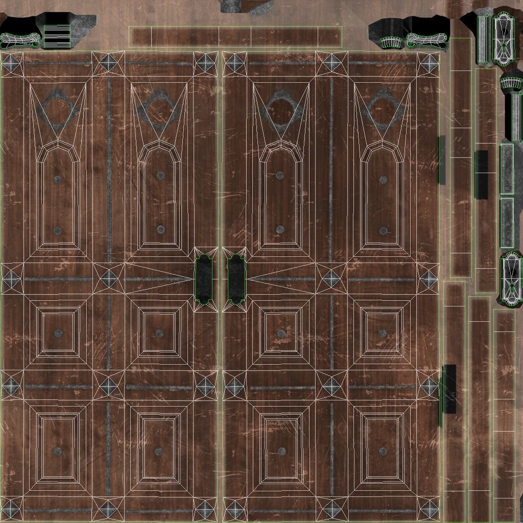 Low Poly Ornate Door and Frame Low-poly 3D model_11