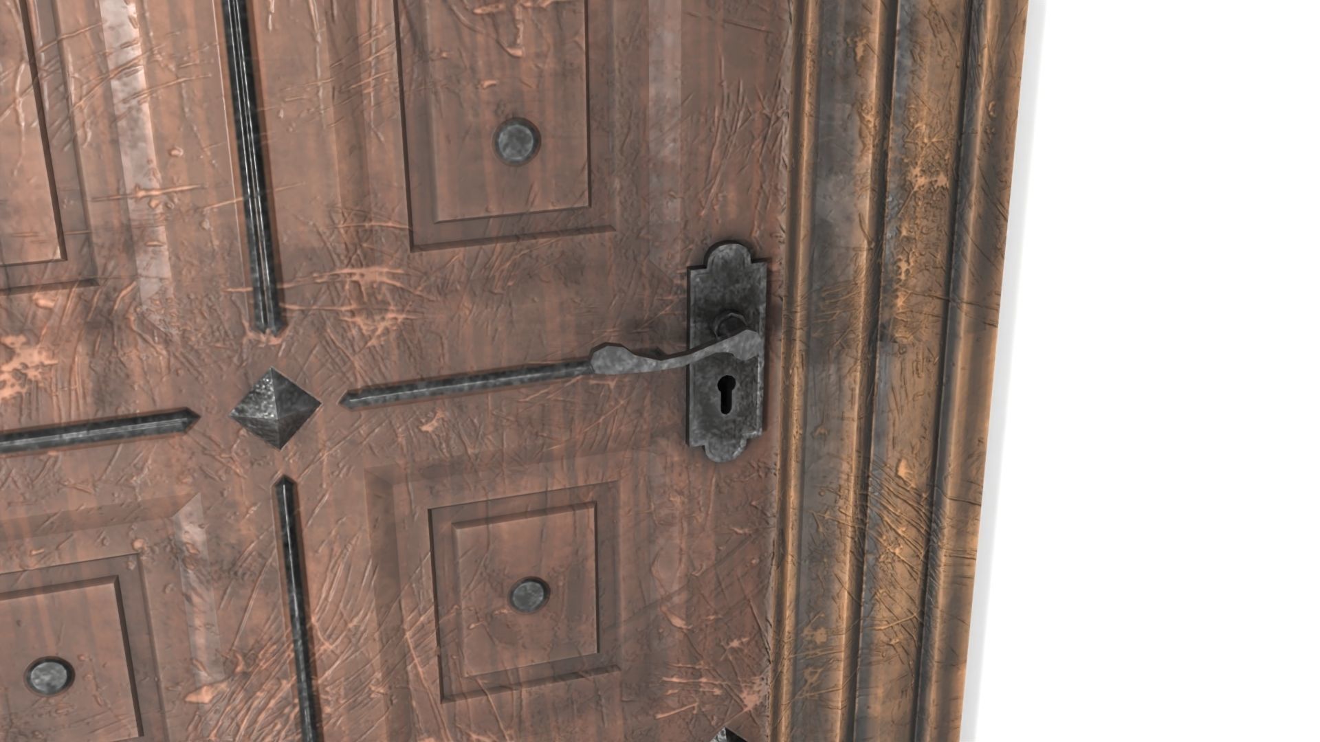 Low Poly Ornate Door and Frame Low-poly 3D model_2