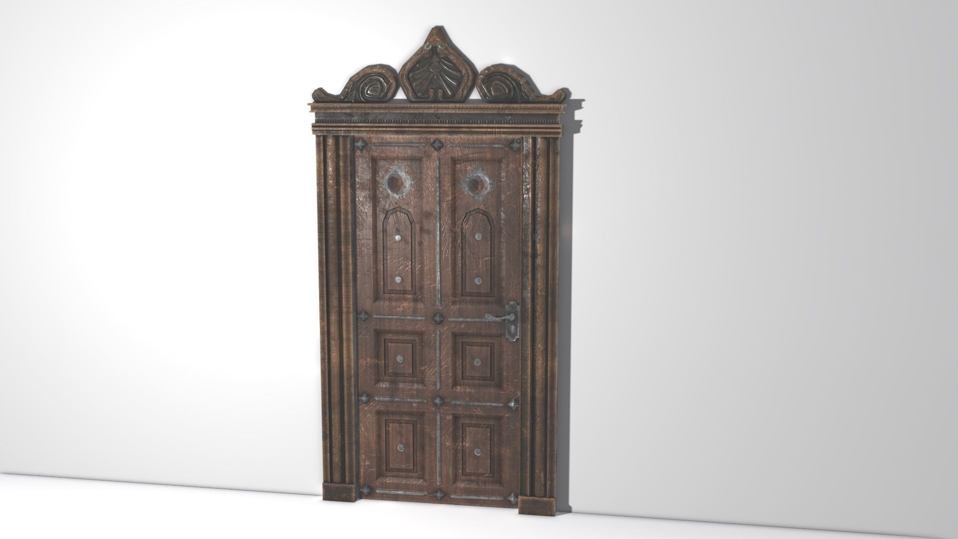 Low Poly Ornate Door and Frame Low-poly 3D model_1