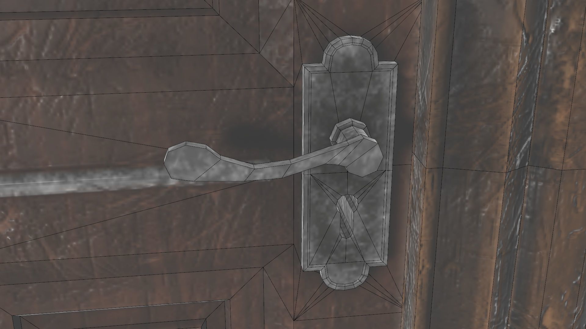 Low Poly Ornate Door and Frame Low-poly 3D model_8