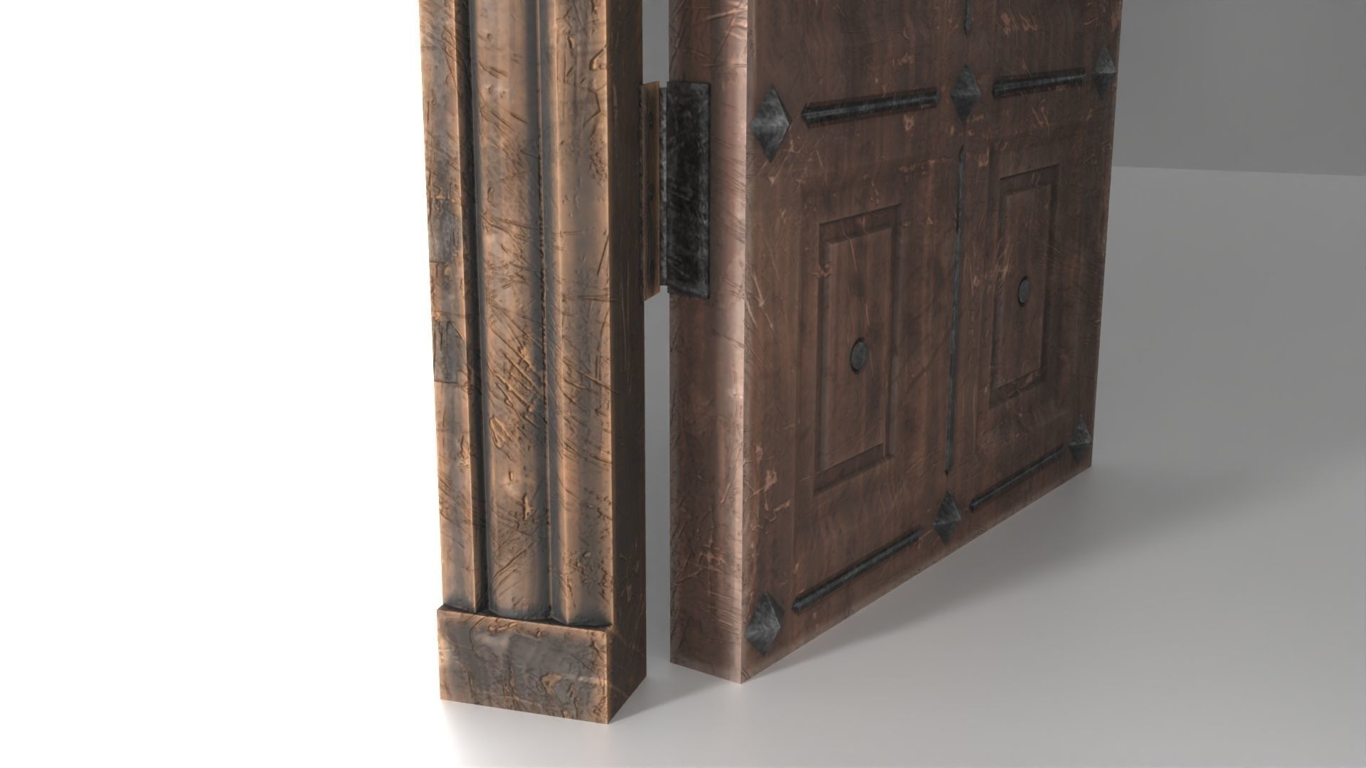 Low Poly Ornate Door and Frame Low-poly 3D model_5