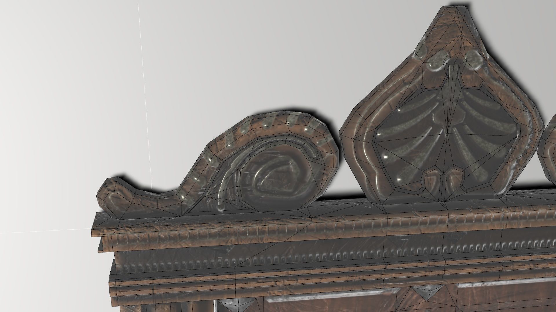 Low Poly Ornate Door and Frame Low-poly 3D model_7