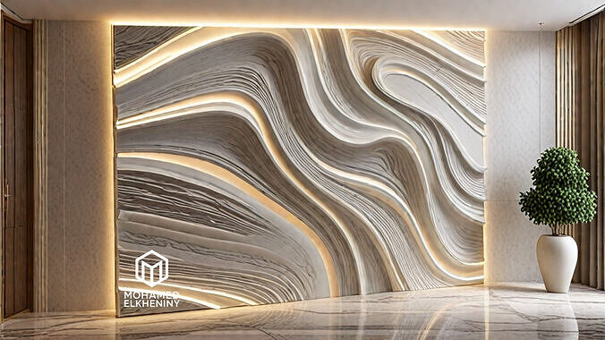 decor set wall panel relief mural CNC 16 3D print model