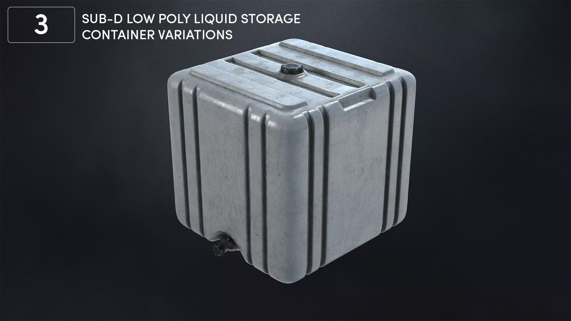 3 SUBD Low Poly Liquid Storage Container Variations Low-poly 3D model_0