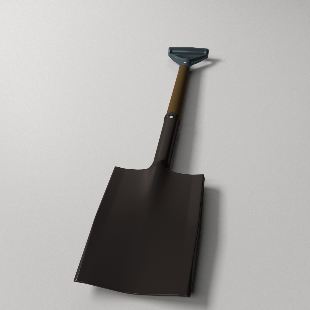 Spade shovel with wooden handle 3D model_2