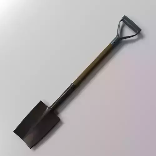 Spade shovel with wooden handle