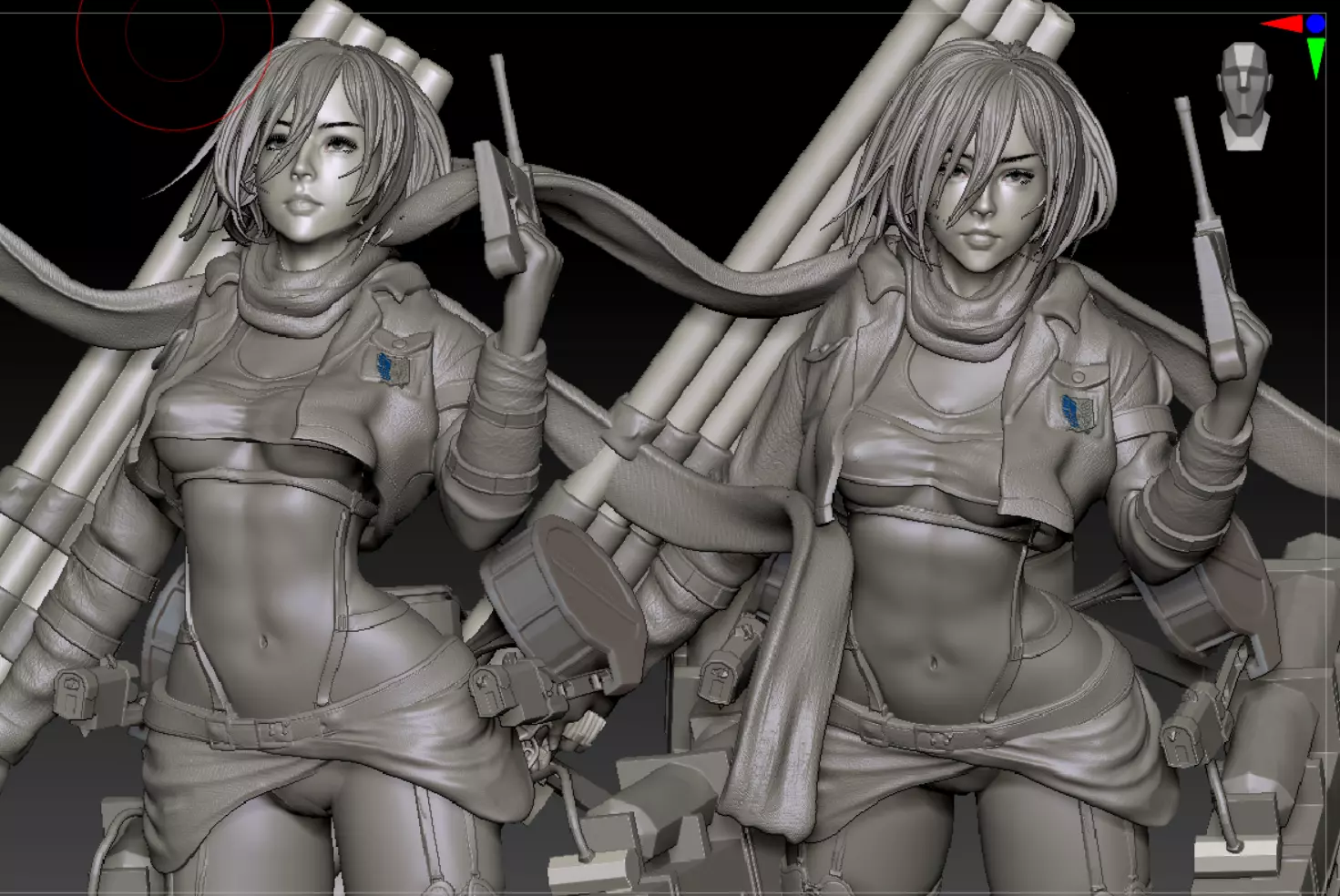 Mikasa Ackerman  Semi-Realistic with Bare Torso 3D print model_0