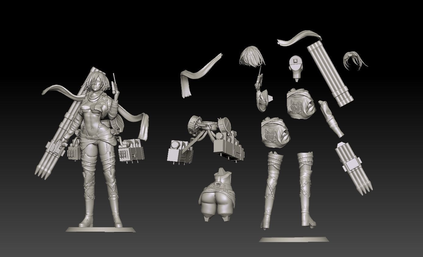 Mikasa Ackerman  Semi-Realistic with Bare Torso 3D print model_2