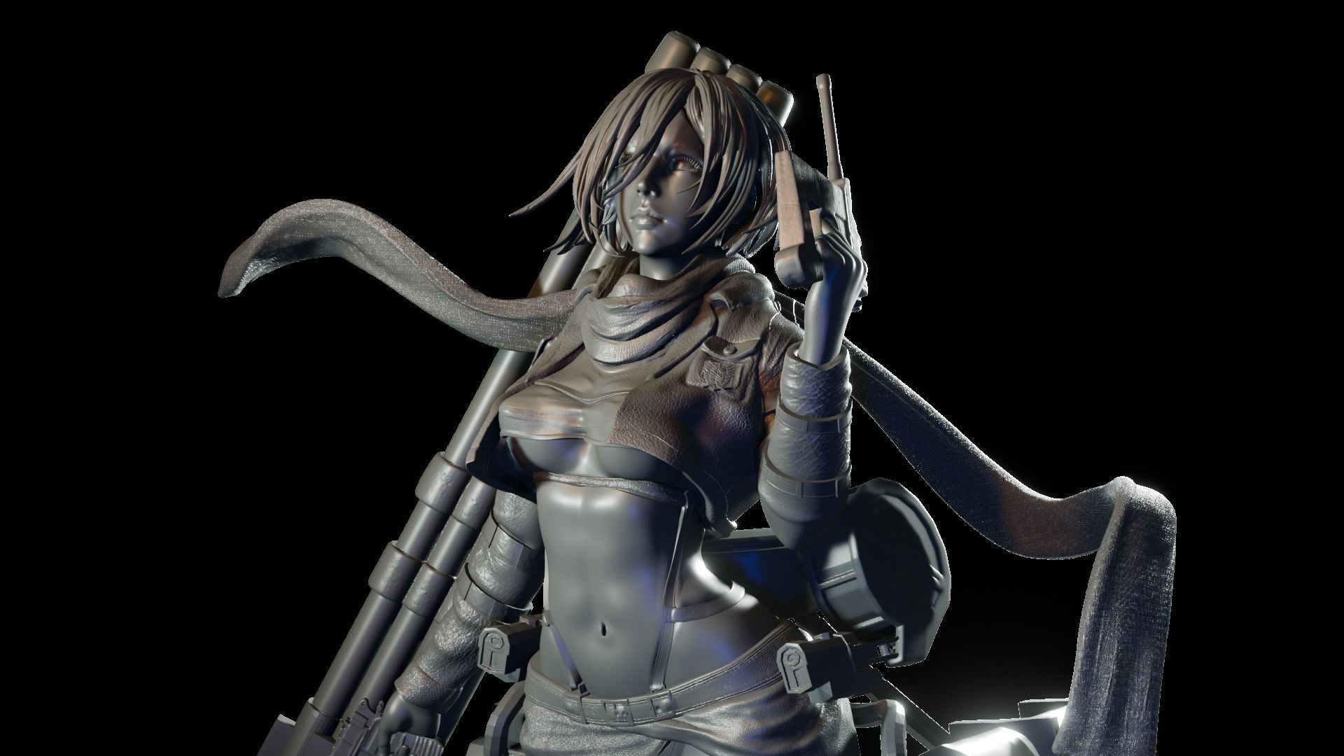 Mikasa Ackerman  Semi-Realistic with Bare Torso 3D print model_7