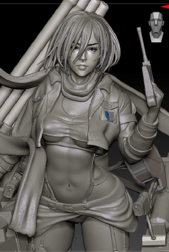 Mikasa Ackerman  Semi-Realistic with Bare Torso 3D print model_5
