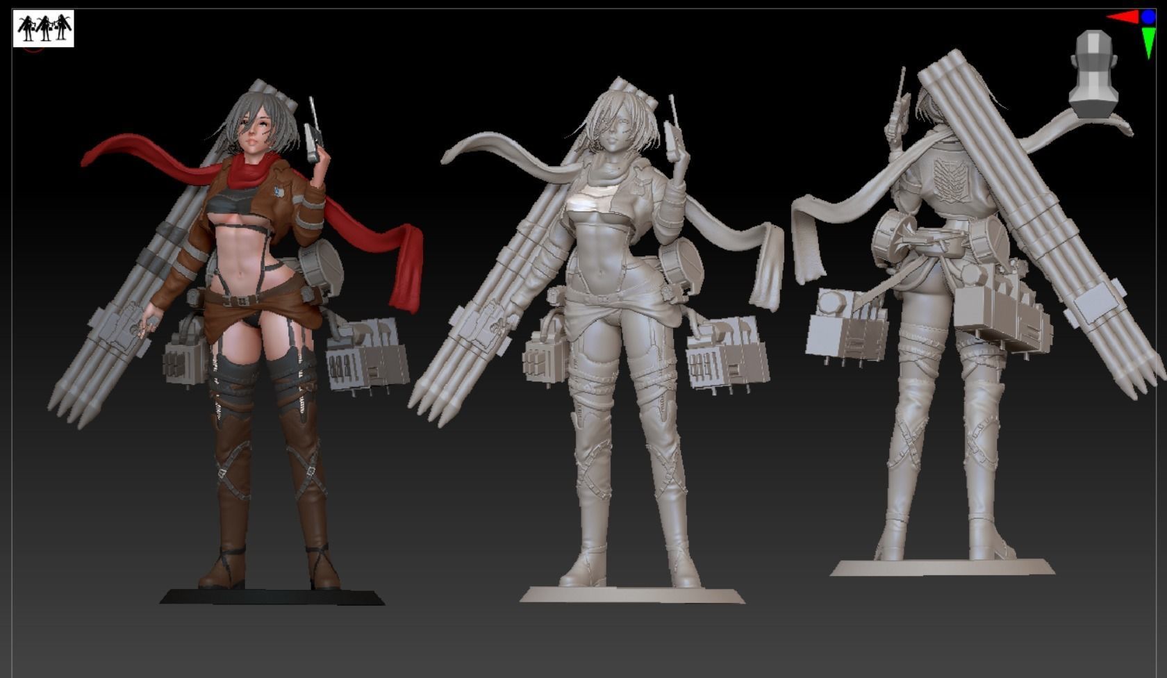 Mikasa Ackerman  Semi-Realistic with Bare Torso 3D print model_3