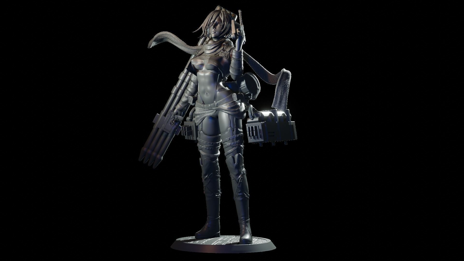 Mikasa Ackerman  Semi-Realistic with Bare Torso 3D print model_8