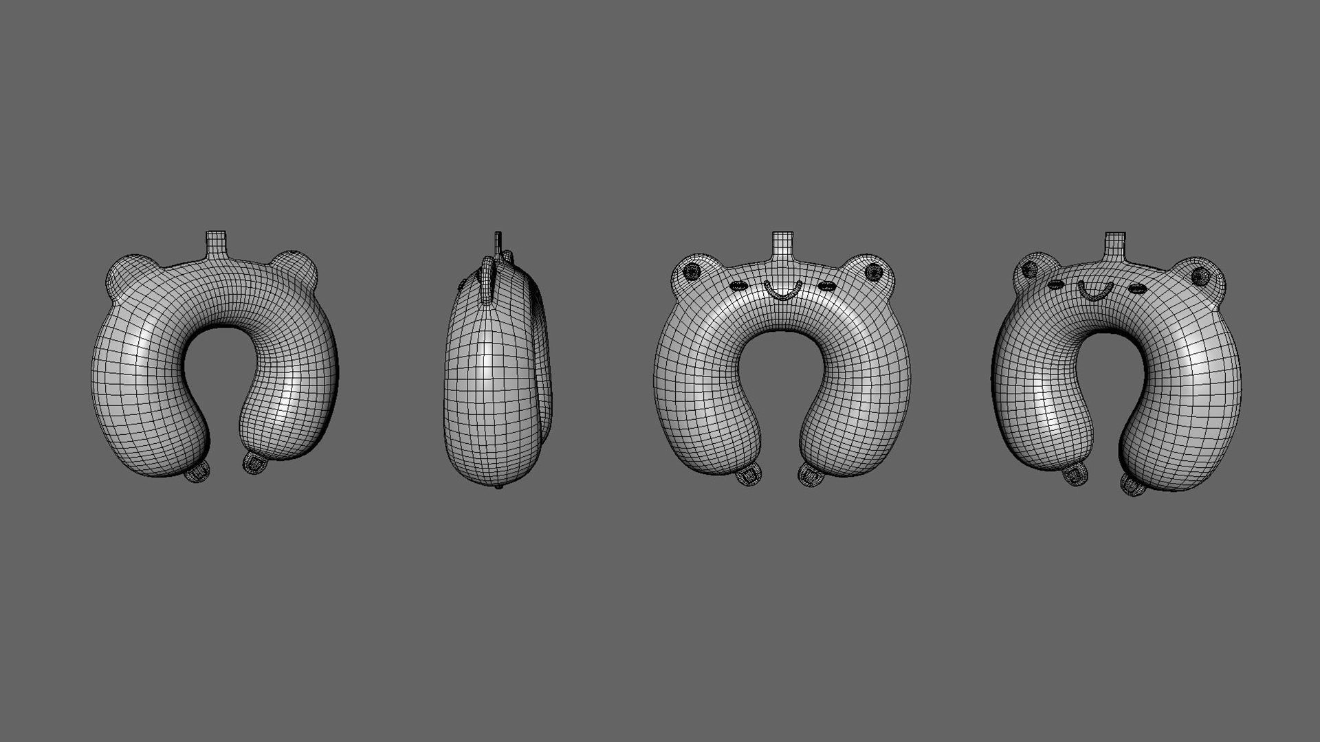Cartoon Frog U-Shaped Neck Pillow Low-poly 3D model_6
